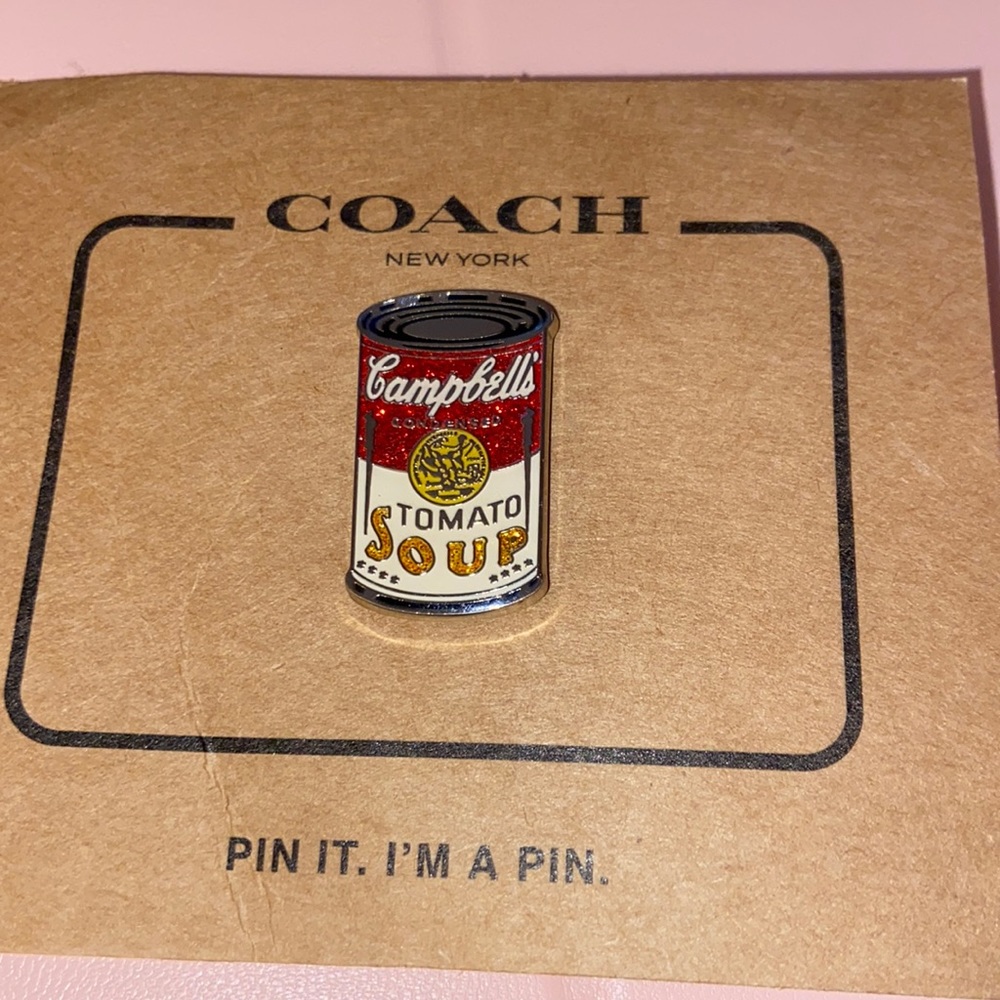 Coach, Campbell’s tomato soup, pin tack new!!